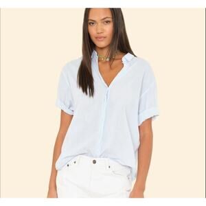 Xirena Channing Skylight Blue Cotton Button Down Shirt Size Small Relaxed